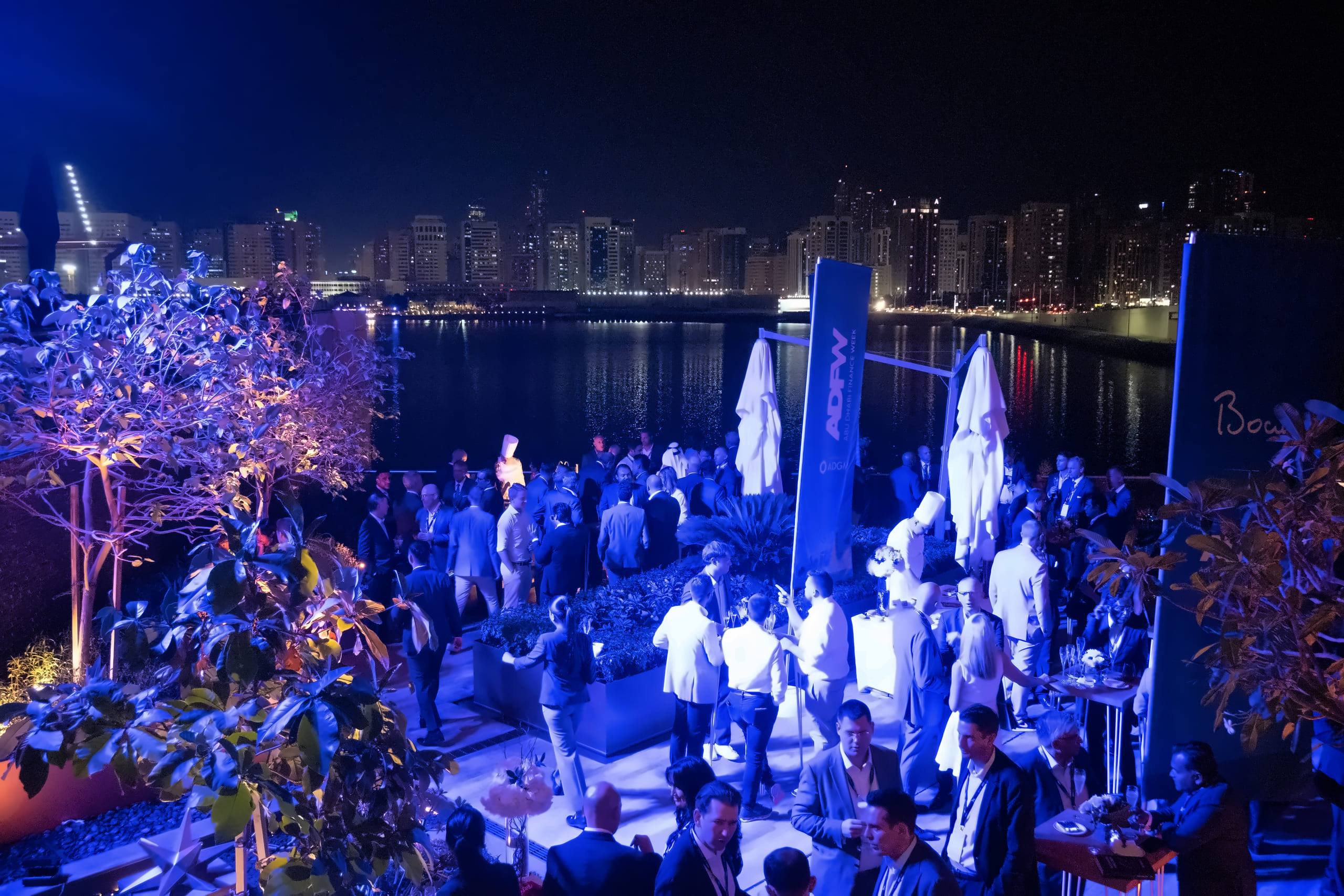 Evening reception by the water at Abu Dhabi Finance Week